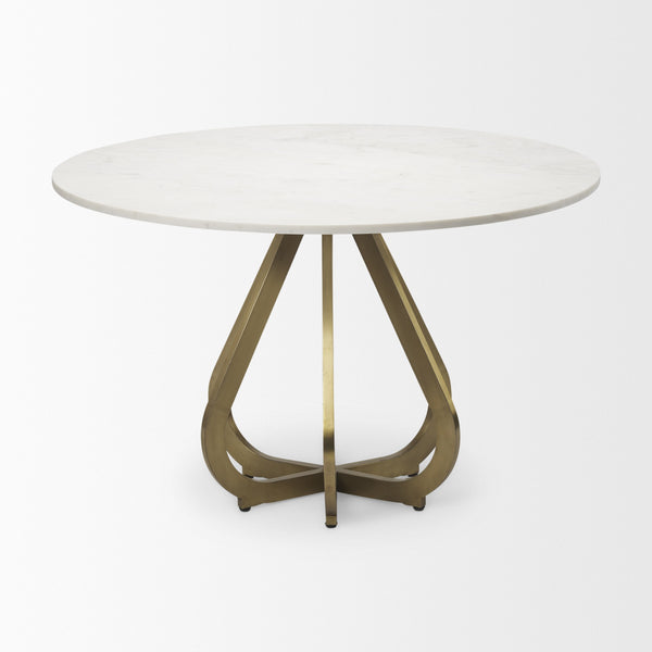 Laurent 48" Marble Top Gold Metal Base Dining Table