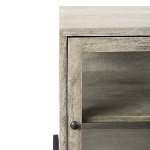 Arelius 20L x 18W x 26H Gray Wood W/ Black Metal Frame End/Side Table