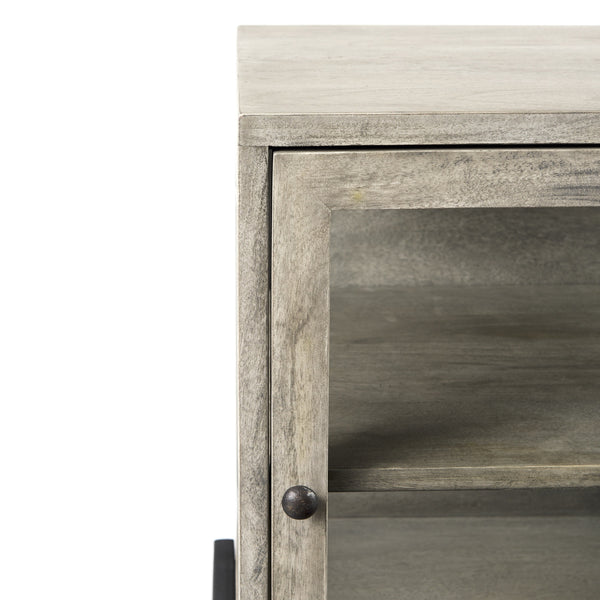 Arelius 20L x 18W x 26H Gray Wood W/ Black Metal Frame End/Side Table