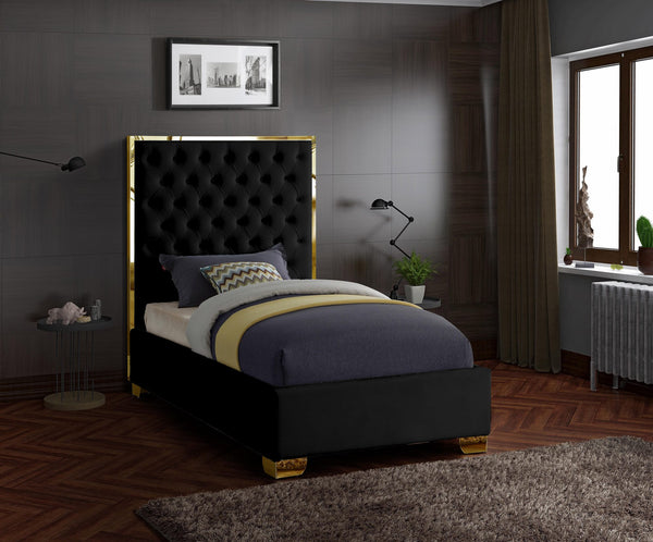 Jared Twin Bed In Black Velvet