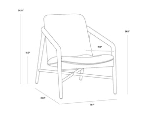 CINELLI LOUNGE CHAIR - ASH GREY - ASTORIA CREAM LEATHER