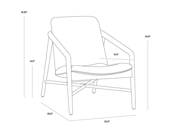 CINELLI LOUNGE CHAIR - ASH GREY - ASTORIA CREAM LEATHER