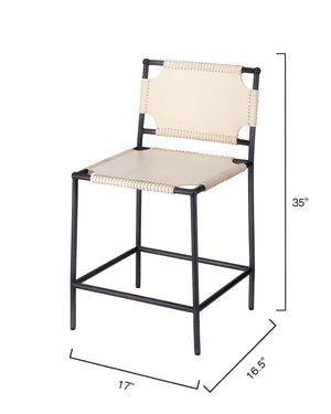 Asher Leather Counter Stool, White