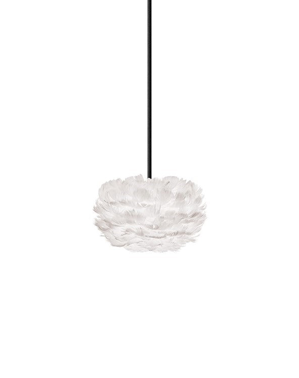 Eos Micro Hardwired Pendant in White with Black Cord