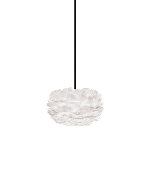 Eos Micro Hardwired Pendant in White with Black Cord