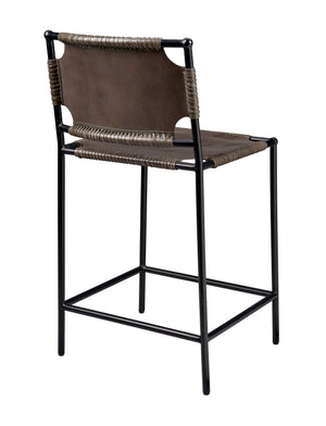 Asher Leather Counter Stool, Grey