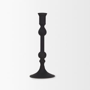 Haute Medium Matte Black Blown Glass Candlestick