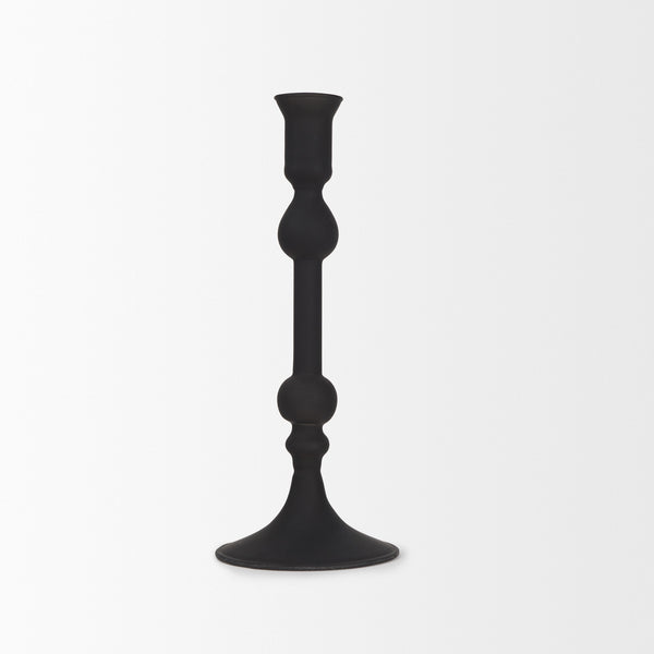 Haute Medium Matte Black Blown Glass Candlestick