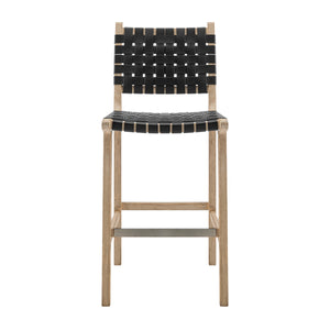 Marco Faux Leather Counter Stool Drift Wood Frame, Black 