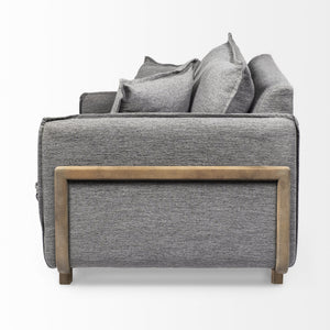 Roy II Castlerock Gray Upholstered and Brown Wood Frame Arm Chair