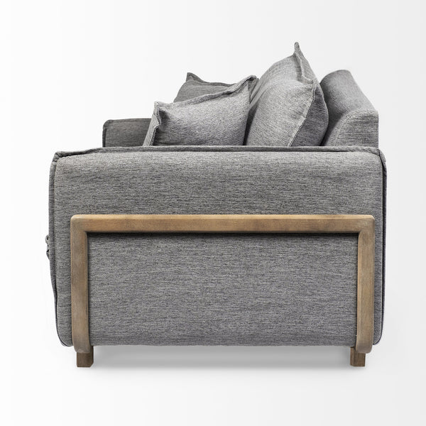 Roy II Castlerock Gray Upholstered and Brown Wood Frame Arm Chair
