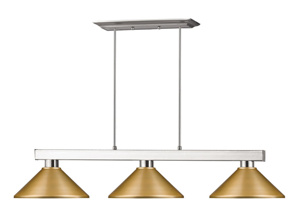 Cobalt 3 Light Billiard Light in Brushed Nickel Finish