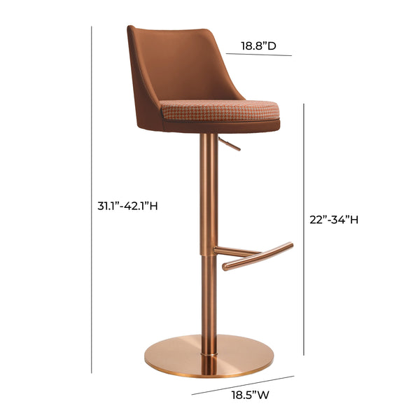 Reagan Cafe Au Lait Houndstooth Adjustable Swivel Stool