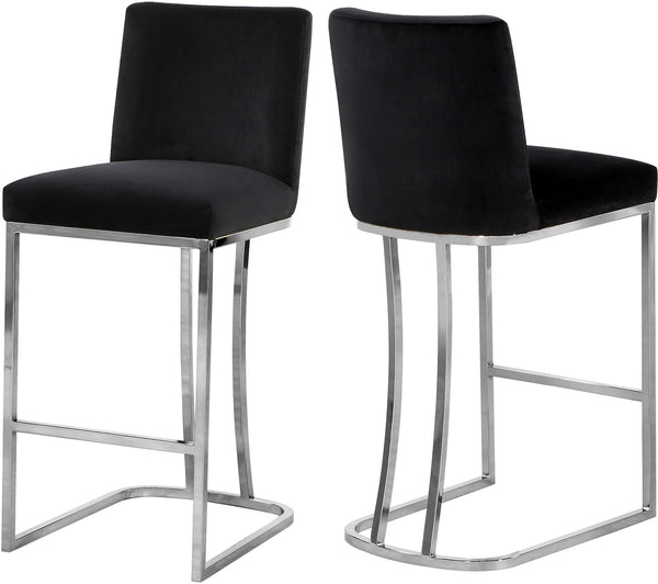 Rick Stool In Black Velvet and Chrome