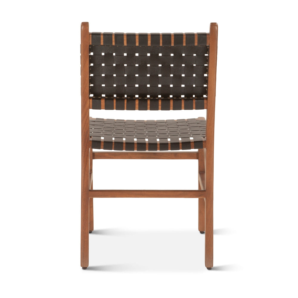 Chesapeake 19" Dining Chair, Nutmeg, Black Leather