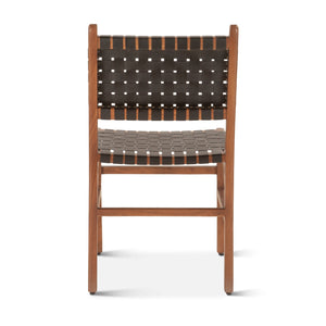 Chesapeake 19" Dining Chair, Nutmeg, Black Leather