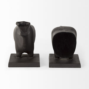 Taurus III (Set of 2) 9L x 4W Black Cast Aluminum Bull Bookends