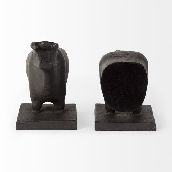 Taurus III (Set of 2) 9L x 4W Black Cast Aluminum Bull Bookends