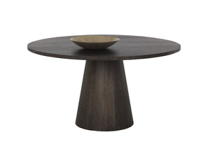 ELINA DINING TABLE - ROUND - BROWN OAK - 54"