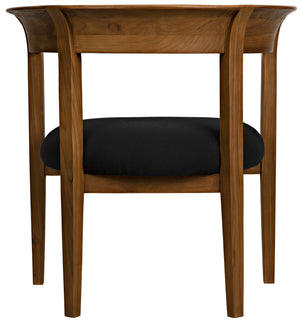 Webster Teak Club Chair with Satin Clear Coat and Black Cotton Cushion