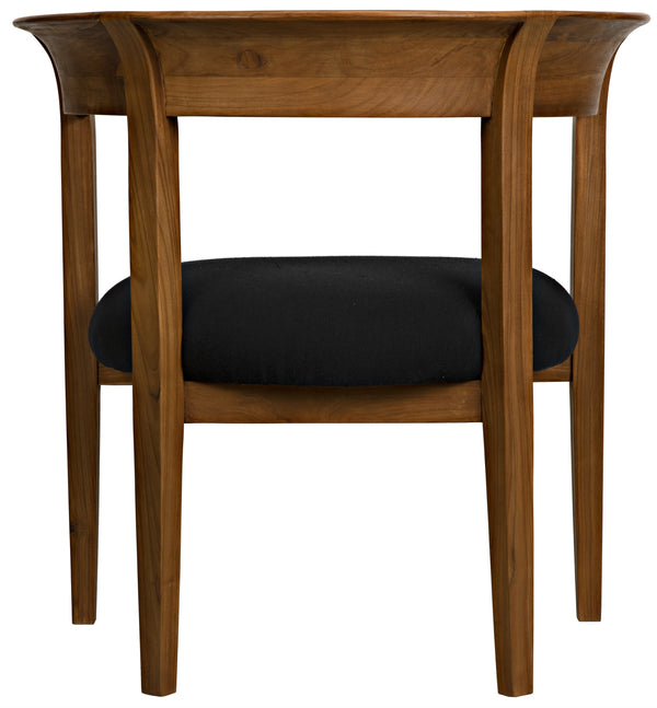 Webster Teak Club Chair with Satin Clear Coat and Black Cotton Cushion