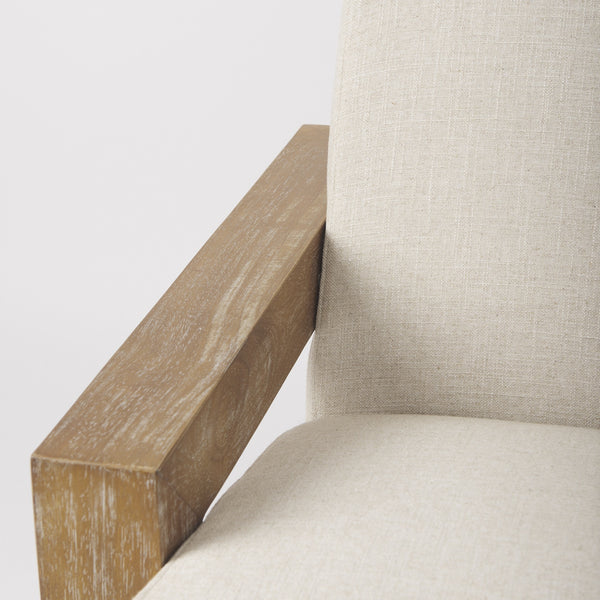 Sovereign Beige Fabric Seat and Wood Frame Accent Chair