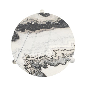 Zora Marble End Table in Charcoal Gray - Black/White