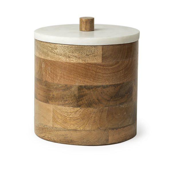 Sandook (Large) 10H Brown Round Wooden Storage Jar