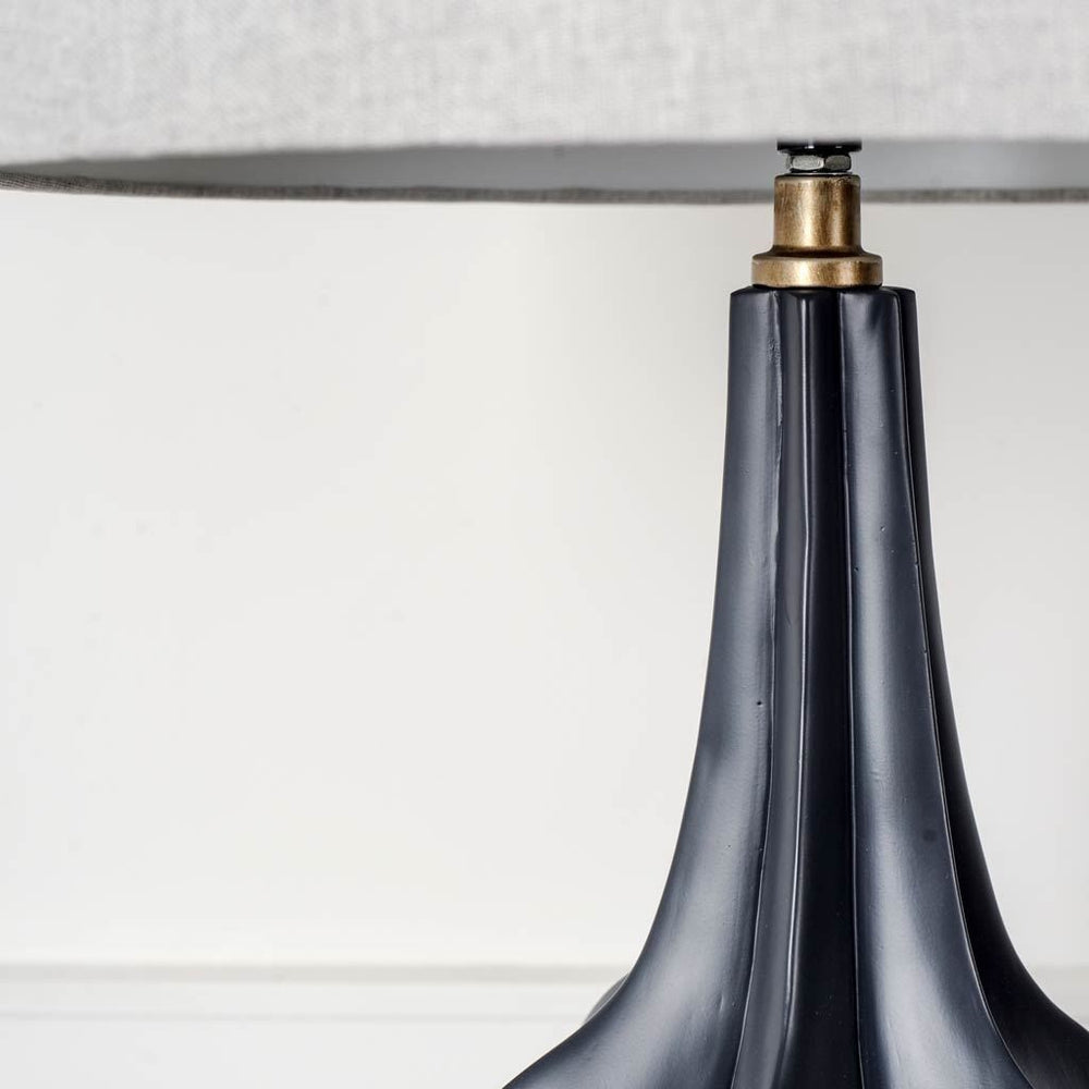 Bravar III 30" Gray-Blue Resin Base w/ Gray Fabric Shade Table Lamp