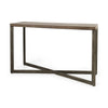 Faye 50L x 15W x 30H Medium Brown Wood W/Antique Nickel Metal Base Console Table