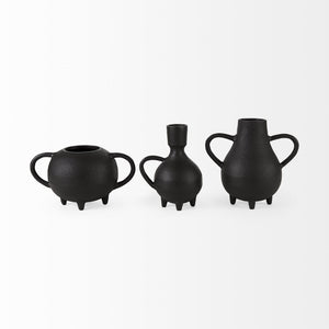 Cyrus Black Two handled Vase Decorative Object