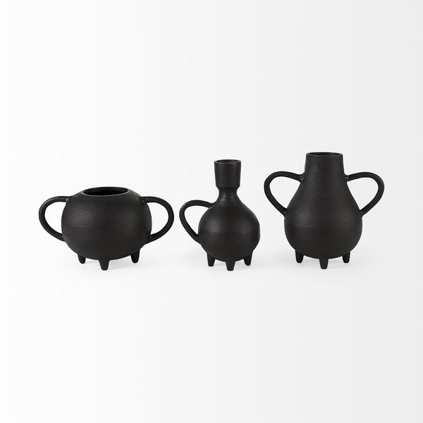 Cyrus Black Two handled Vase Decorative Object