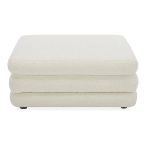 Lowtide Ottoman in Warm White Textured Fabric