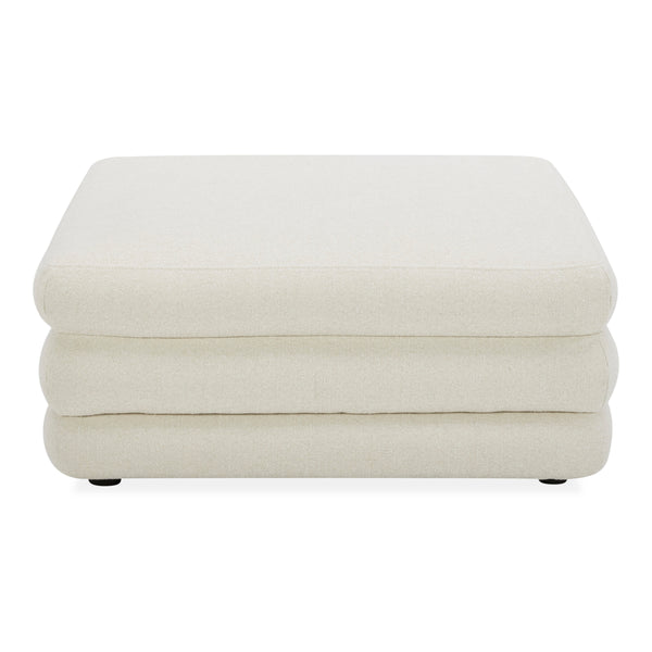 Lowtide Ottoman in Warm White Textured Fabric