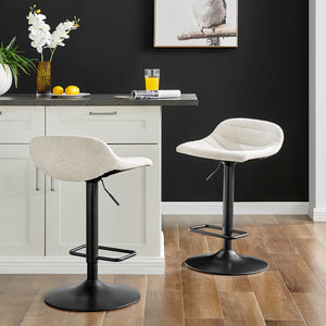 Koa KD Fabric Gaslift Swivel Bar Stool, Posh Ivory