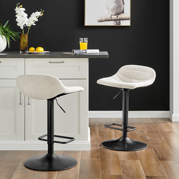 Koa KD Fabric Gaslift Swivel Bar Stool, Posh Ivory