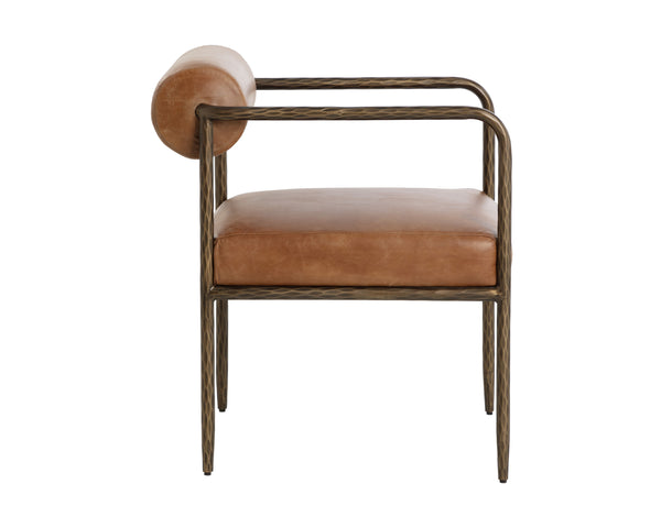 AJANI DINING ARMCHAIR - TAN LEATHER