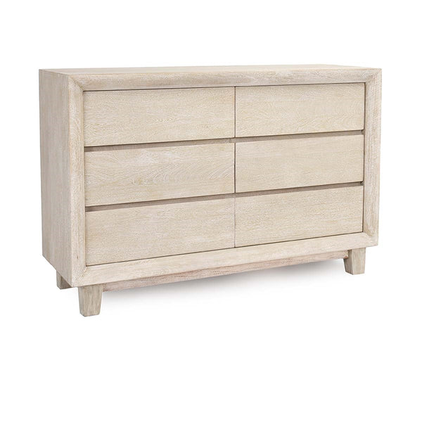 Reece Solid Wood 6-Drawer Dresser - Seashell White