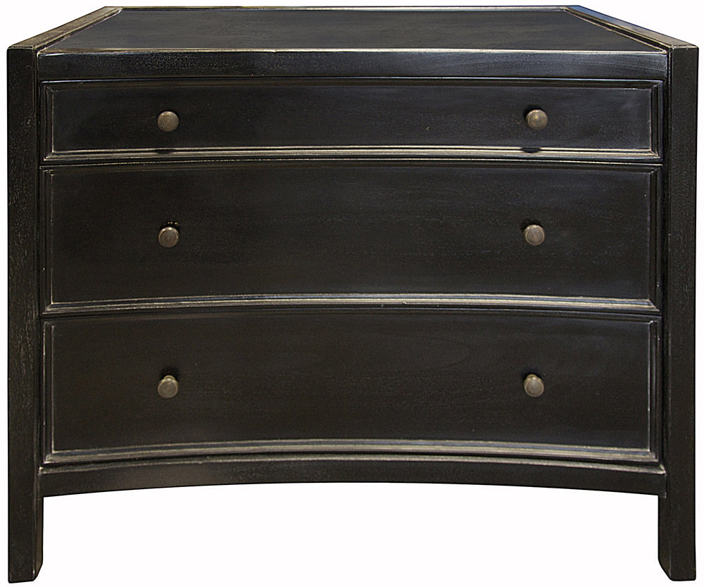 Hampton Mahogany Side Table with Brass Pulls in Hand-Rubbed Black Finish
