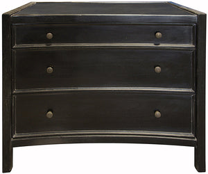 Hampton Mahogany Side Table with Brass Pulls in Hand-Rubbed Black Finish