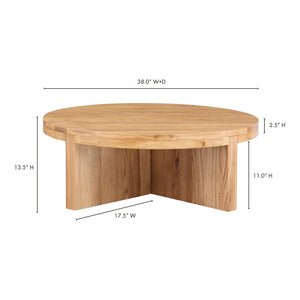 Moe's Folke Round Coffee Table in Natural Oak