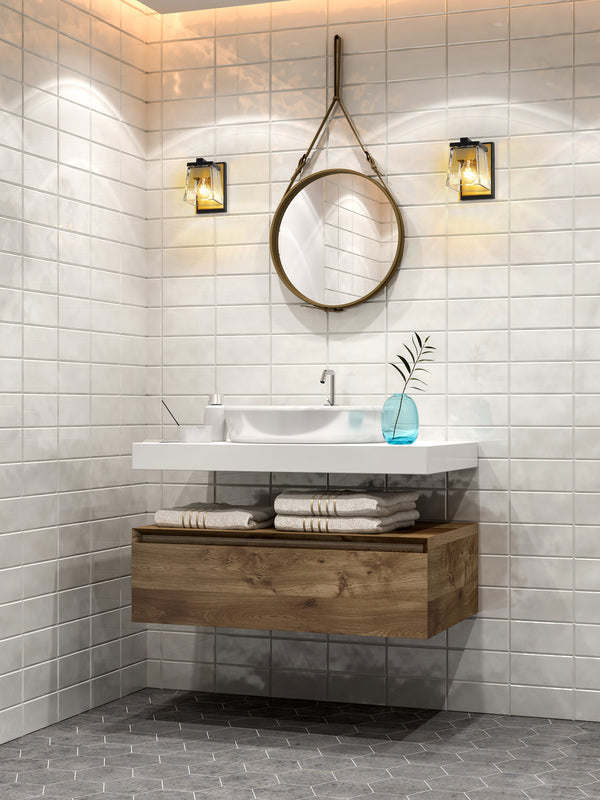 Bleeker Street 1 Light Wall Sconce in Matte Black + Olde Brass Finish