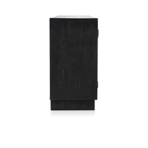 Anton Solid Wood 4Dr Cabinet in Black-Natural Finish