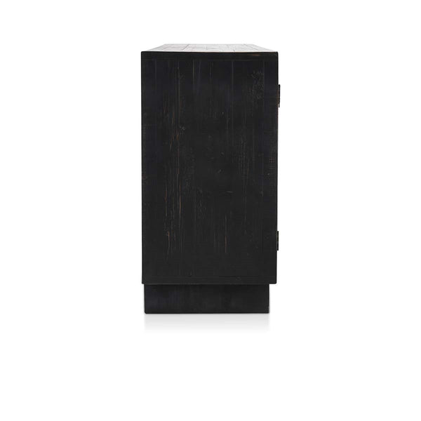 Anton Solid Wood 4Dr Cabinet in Black-Natural Finish