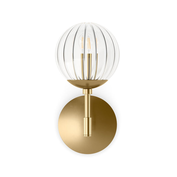 Sunset Sconce In Burnished Brass And Clear Ribbon Glass