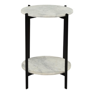 Melanie Accent Table with White Marble and Black Iron