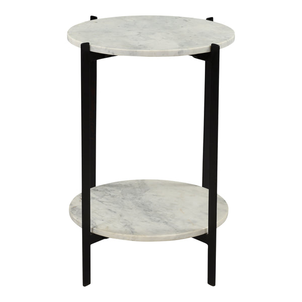Melanie Accent Table with White Marble and Black Iron
