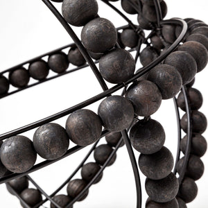 Earnhardt II Large 11L x 11W Black Wooden Beaded Orb