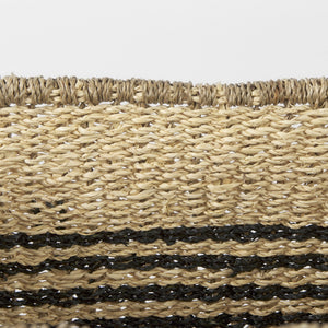 Emma 17.3L x 13.0W x 11.0H (Set of 2) Light Brown Seagrass Rectangular Basket W/ Black Stripes