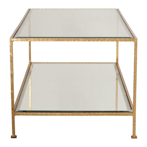 GOLD LEAF RECTANGULAR COFFEE TABLE W BEVELED GLASS